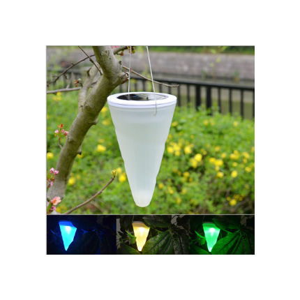 戶外太陽能錐形LED掛燈 防水庭院吊燈家用花園景觀燈七彩