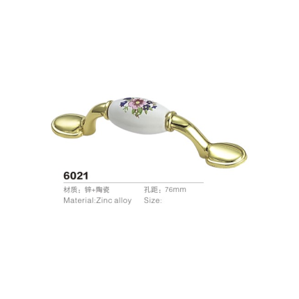 歐式鋅合金陶瓷拉手金色陶瓷系列拉手櫥柜衣柜抽屜把手田園系拉手