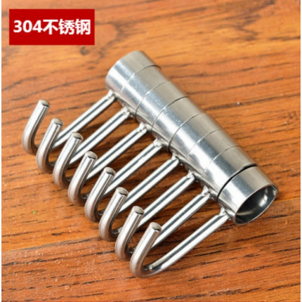 不銹鋼活動(dòng)串鉤掛鉤子創(chuàng)意無痕排鉤廚衛(wèi)收納置物掛鉤