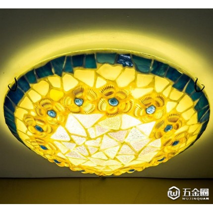 地中海吸頂燈臥室陽(yáng)臺(tái)玻璃貝殼燈飾 新款直銷(xiāo)led室內(nèi)燈具