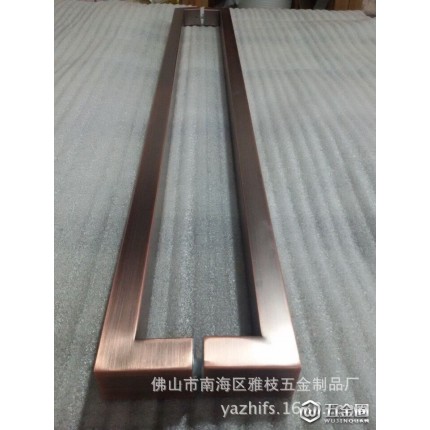 玻璃門大拉手 仿古不銹鋼拉手 豪華花紋紅古銅方管拉手 單孔拉手