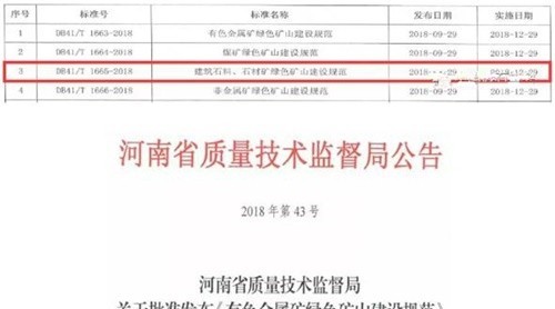 河南省《建筑石料、石材礦綠色礦山建設規(guī)范》正式發(fā)布實施