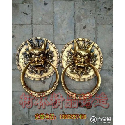 中式仿古五金銅門環(huán)鋪首純銅大拉手獅子頭大拉手廠