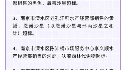 水產(chǎn)品怎么買？南京專項(xiàng)監(jiān)督抽檢結(jié)果公布：五批次超標(biāo)