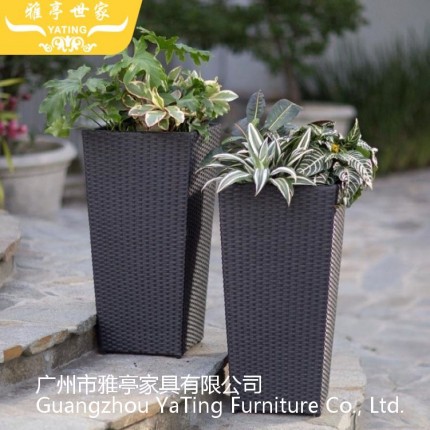 廣州雅亭廠家供應(yīng)YT-B01室外陽(yáng)臺(tái)花園庭院花盆編藤花箱花缽